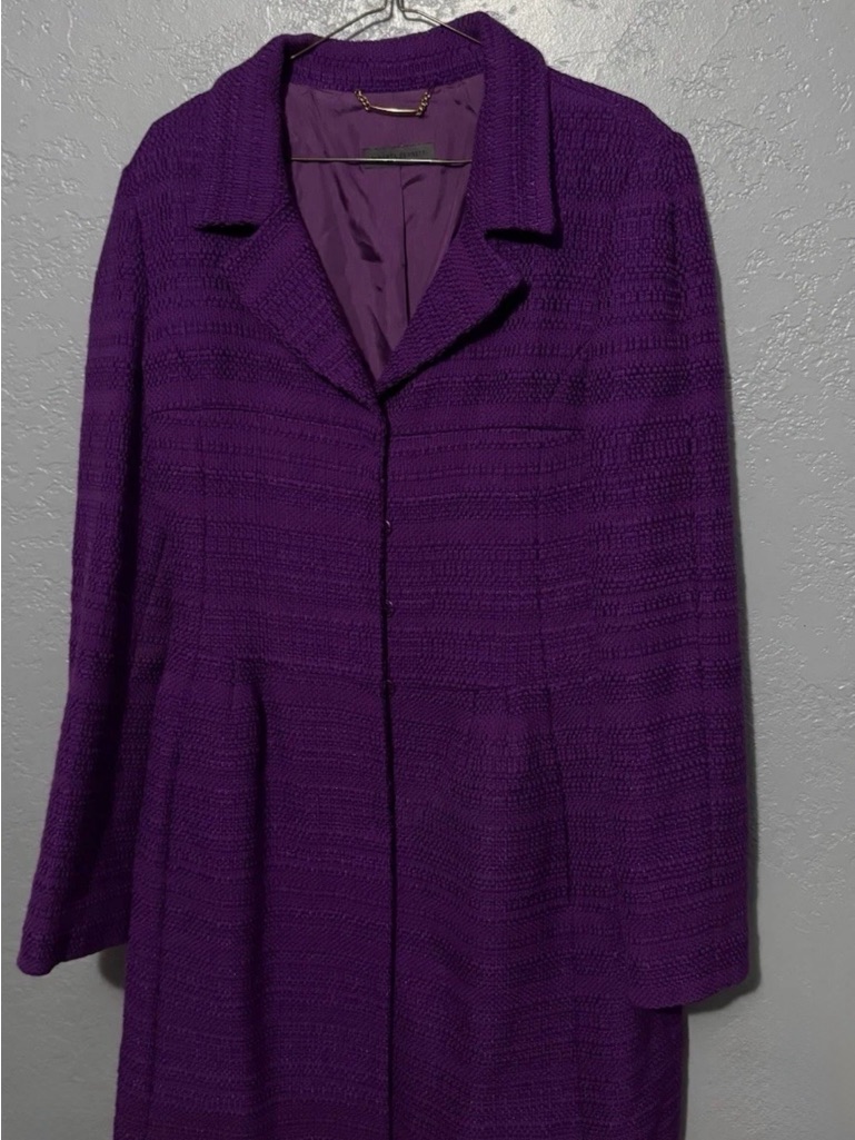 Alberta Ferretti Deep Purple Textured Trench Coat